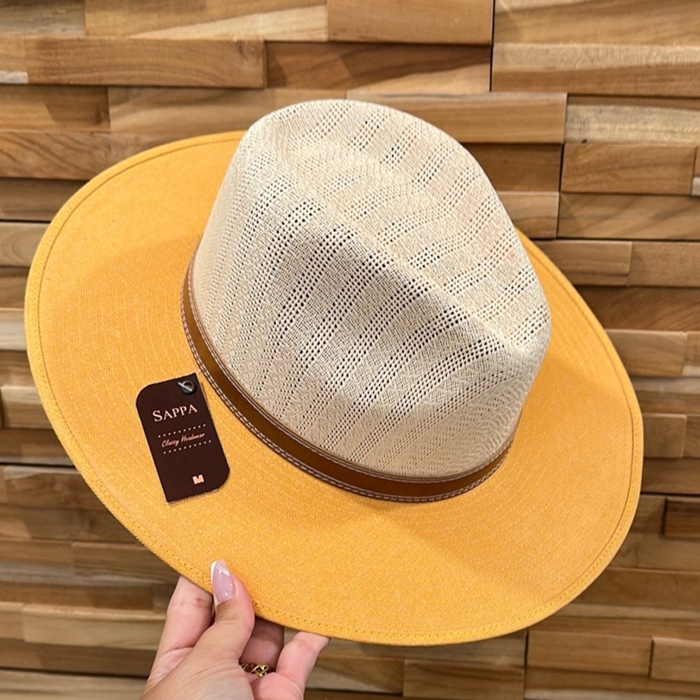 Sappa wide brim yellow & Cream Hat